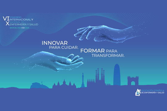 Cartel del VI Congreso Internacional y X Nacional de Enfermería y Salud, celebrado en Barcelona el 1 y 2 de octubre de 2026, bajo el lema «Innovar para cuidar. Formar para transformar».